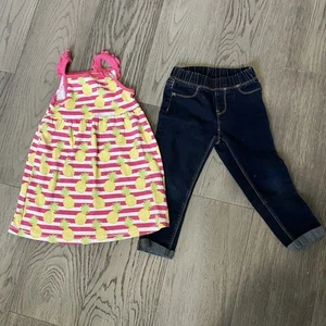 Girls 2 Piece 4T Clothing Lot, Pants And Dress - Picture 1 of 5