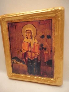 Saint Anastasia Santa Pharmakolytria Byzantine Greek Orthodox Wood Icon - Picture 1 of 10