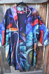 DILEMMA DIPINTO A MANO ELAN ARTE DELLA SETA ISPIRATA VITALE DA INDOSSARE KIMONO E SCIARPA,OS - Foto 1 di 4