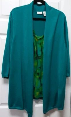 Suéter Turquesa 2 por Uno Kim Rogers Mujer y Pullover Multi-Tono Shell-Talla 1X Foto 1 de 4