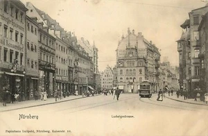 Postal Alemania Nuremberg Ludwigstrasse vista a la calle sin publicar sin dividir C. 1906 - Imagen 1 de 2