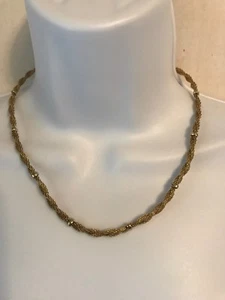 Vintage Whiting and Davis Gold Tone Rope Necklace 16" Signed - Picture 1 of 3