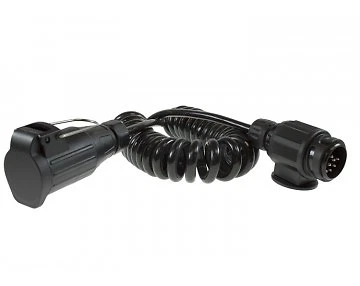 13 Pin Trailer Extension Lead Curly Cable 2.5m 1 x 8 Pin Plug 1 x  8 Pin Socket - Image 1 of 1