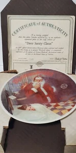 Norman Rockwell Hirsch Weihnachtsmann Teller Echtheitszertifikat OVP - Bild 1 von 23