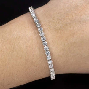 8.29ct VERY GOOD CUT DIAMOND TENNIS BRACELET NATURAL CLASSIC 14k WHITE GOLD 8ct - Picture 1 of 3