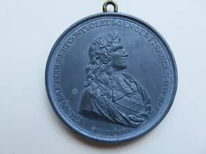 003 - Médaille étain - J B COLBERT Contrôleur des finances sous Louis XIV - Foto 1 di 5