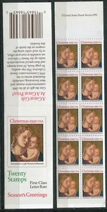 UNITED STATES 1991, CHRISTMAS ART: ANTONIAZZO'S MADONNA, Sc 2578ax2 BOOKLET, MNH - Picture 1 of 1