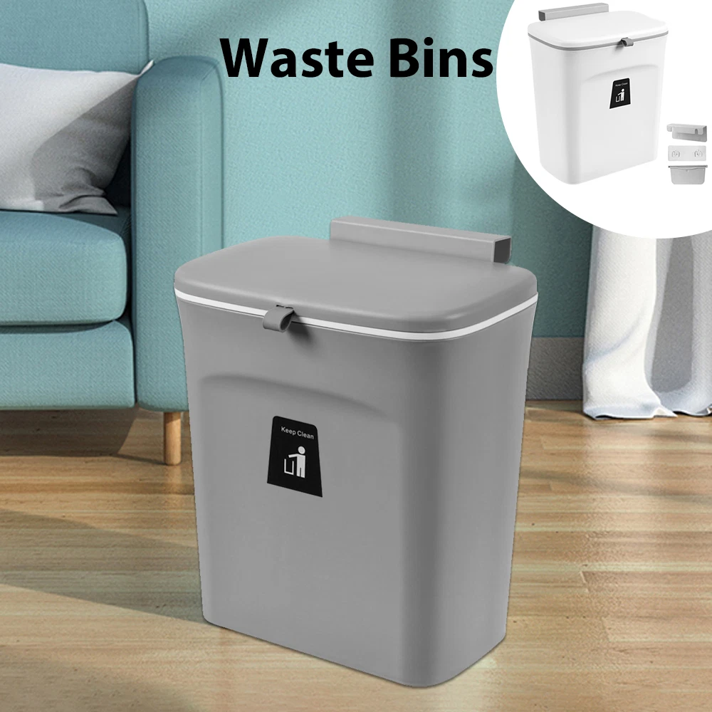 Mülleimer Wandmontage 9L – Hängender Abfalleimer Mit Deckel, Faltbar, Für Küche, Bad, Camping