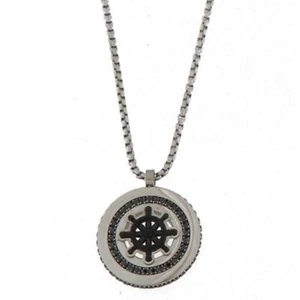 Collana Da Uomo Galassia GSCL174 In Acciaio Simbolo Timone Con Dettagli Nero - Foto 1 di 2