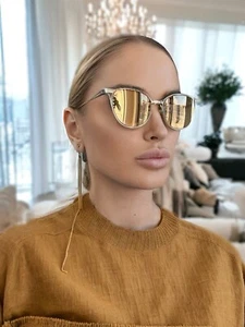 18k Yellow Gold Plated Titanium Sunglasses & 24k Gold Mirrored Lenses Luxury Buy - Picture 1 of 2