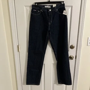 Tomy Hilfiger boyfriend jeans size 8 long NWT dark wash low rise easy fit - Picture 1 of 6