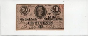 T-72 PF-1 1864 $0.50 Confederate Paper Money - Picture 1 of 2