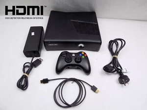 Xbox 360 Slim Black Wi-Fi Console 250gb + HDMI + Genuine Controller + Kinect ... - Picture 1 of 7