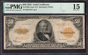 1922 $50 Gold Certificate PMG 15 Fr.1200 Item #2195507-011 - Picture 1 of 2