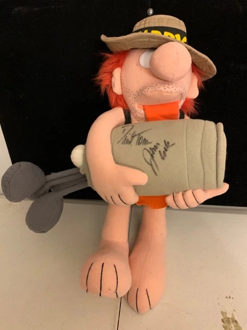 Golf Caddy Johnny Hart BC Comic 14" Plush ~ PTCA DAVID TOM/JOHN COOK Autograph Cover