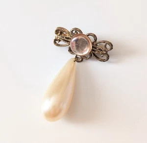 Vintage große 1900er Stil Träne Kunstperlen Hänger Vintage Brosche Anstecknadel 50 mm - Bild 1 von 4