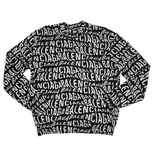 BALENCIAGA logo sweater Crew neck all-over pattern sweater Black Men - Picture 1 of 6