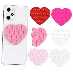 6 Pcs Heart Silicone Suction Phone Case Mount, Double Sided Grip Pink Series - Picture 1 of 8