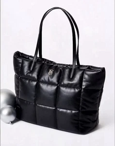 VICTORIA'S SECRET Quilted Puffer Tote, Black NWT, Large, Free Shipping - Picture 1 of 3