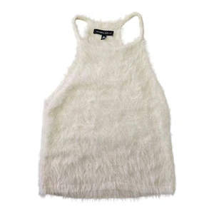 Kendall & Kylie Furry Halter Cropped Tank Top Ivory EUC Women's XS - Picture 1 of 7