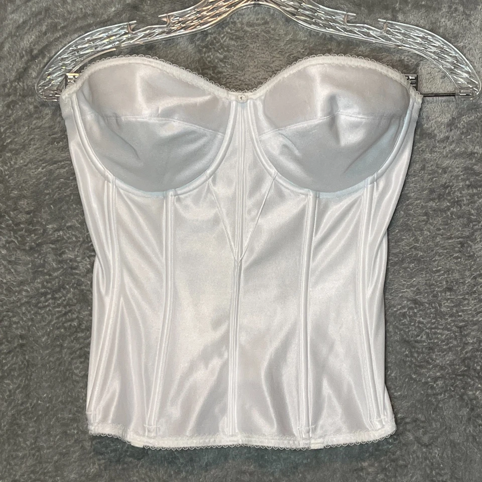 Dominique 女式 Juliette 缎面长款新娘文胸紧身平滑白色 32DD — 第 1/4 张图片