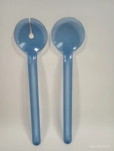 Sheer Blue Acrylic Salad Spoons Servers Decor Vintage - Picture 1 of 4