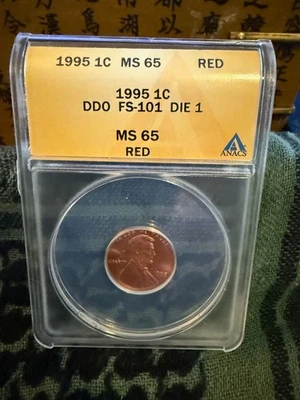 1995 1C DDO FS-101 DIE 1 MS 65 RD - Cent Penny UNC BU - Image 1 of 2