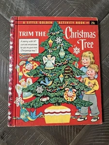1957 Little Golden Activity Book #A50 Trim the Christmas Tree "B" Printing Uncut - Bild 1 von 20
