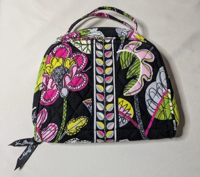 VERA BRADLEY Travel Cosmetic Jewelry Case MOON BLOOMS Black Floral Makeup Bag - Image 1 of 4