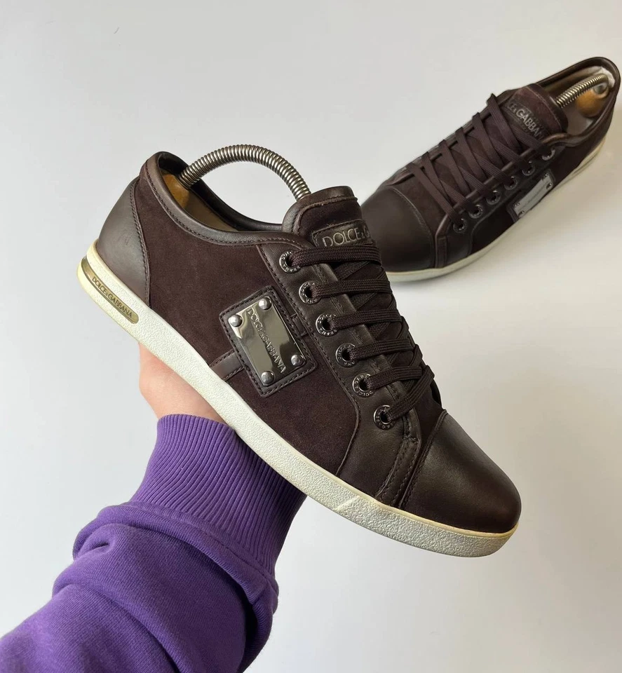 Dolce & Gabbana Zapatillas Marrón Gamuza Cuero Talla 6.5 Foto 1 de 4