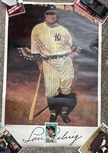 New York Yankees LOU GEHRIG 1989 USPS FRANCOBOLLO 36" x 24" POSTER LAMINATO - Foto 1 di 5