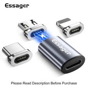 Convertisseur adaptateur micro magnétique USB C Essager 2.4A QC3.0 données de charge - Photo 1 sur 21