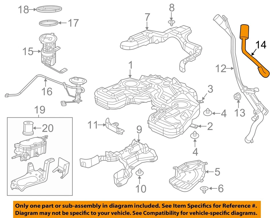 Componentes del sistema de combustible Chrysler OEM 2015 Grand Cherokee - tubo de ventilación 4578882AC Foto 1 de 2