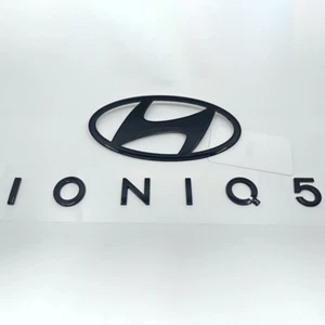 Black high glossy Front Hood or IONIQ5 Logo Emblem (Fits: 2022 2024 Ioniq 5) - Picture 1 of 5