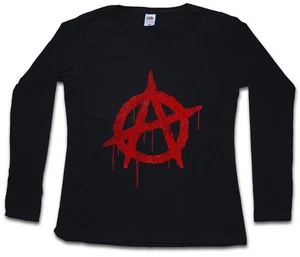 ANARCHY A VINTAGE LOGO DAMEN LANGARM T-SHIRT Symbol Revolution Kommunismus - Bild 1 von 1