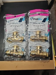SHARKBITE 1/2" Inch PUSH-TO-CONNECT BRASS TEE FITTING PACK Of 4-PACK - Picture 1 of 3