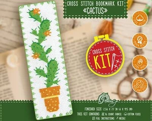 Cactus cross stitch bookmark kit - Plant embroidery kit - Counted Pattern - Picture 1 of 7