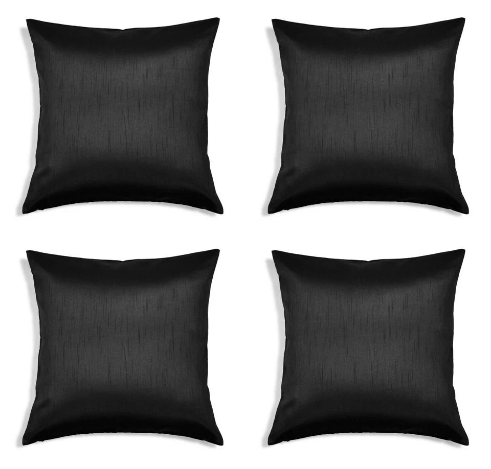 Aiking Home 18" x 18" (Juego de 4) fundas de almohada de seda sintética maciza con cierre de cremallera Foto 1 de 1