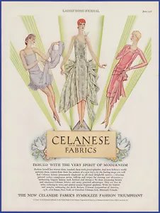 Tessuti Vintage 1928 CELANESE Art Décor Moda Ephemera Stampa anni '20 Annuncio - Foto 1 di 1