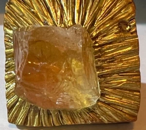 VINTAGE CLEO & CAT WOOD RING GOLD W/ARTICULATED STONE FREE SHIPPING - Picture 1 of 7