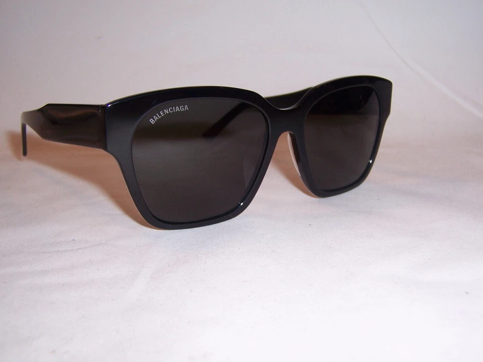 Balenciaga BB0215SA 001 Black/Grey Full-Rim Square Unisex Sunglasses
