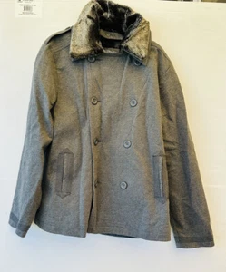 New Look Grey Coat Jacket Large Never Worn Hoodie Buttons - Picture 1 of 6