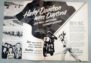 Harley-Davidson KR Original 2-seitige Racing Printanzeige 1957 - Bild 1 von 1