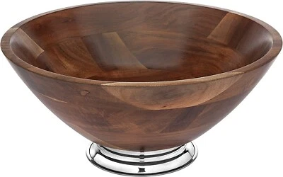 Serving Salad Bowl Centerpiece Food Serveware Wood Revere by Godinger - 12" - Image 1 of 4