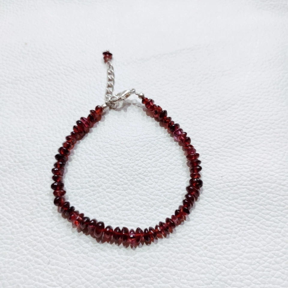 Pulsera vintage de cuentas de piedras preciosas naturales granate joyería hecha a mano Foto 1 de 4