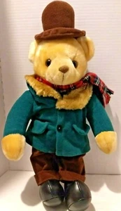 VINTAGE 1992 PLÜSCH WEIHNACHTSBÄR SHILLA DEKORATION EDEL GEKLEIDET ZYLINDERHUT 16 ZOLL - Bild 1 von 6