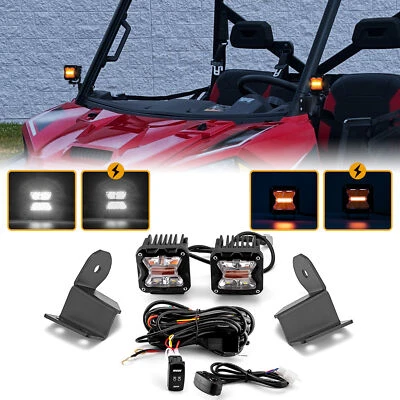 3'' Amber White LED Pod+A-Pillar Mount+DT Wire For Polaris Ranger 500 570 XP 900 - Image 1 of 4