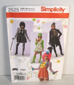 Simplicity 2525 Skeleton, St. Pat's & Clown Costume Pattern Misses' 6-12 Uncut - Picture 1 of 2