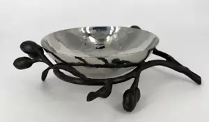 MICHAEL ARAM Hammered Stainless Steel Olive Branch Dish Bowl - Picture 1 of 7