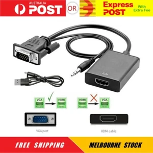 VGA Male to HDMI Female Converter Adapter 1080P Stereo Audio Output New - Picture 1 of 6